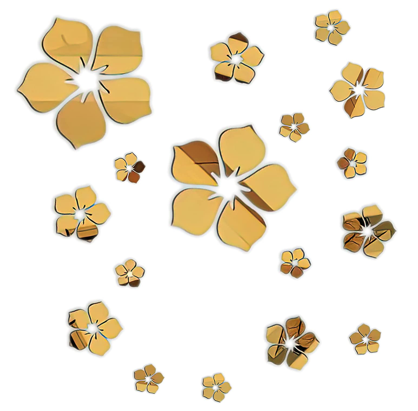 Set 25 stickere stil oglinda decorativa acrilica AURIE in forma de floare